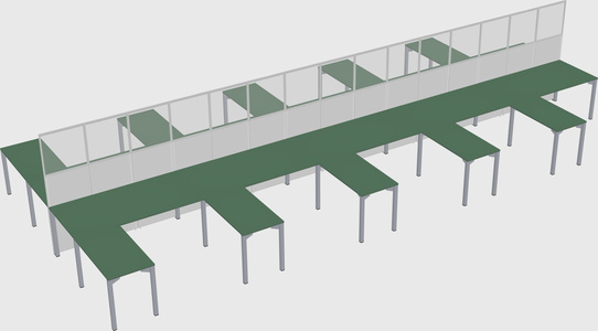 Shared l-shape cubicle