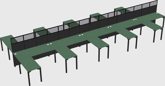 Shared l-shape cubicle