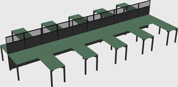 Shared l-shape cubicle