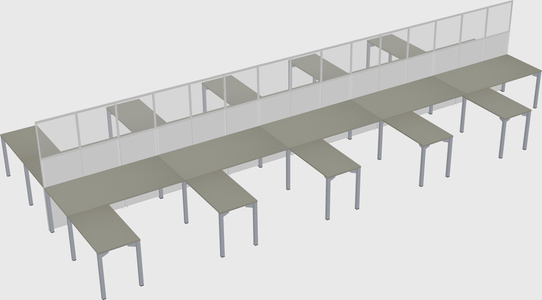 Shared l-shape cubicle
