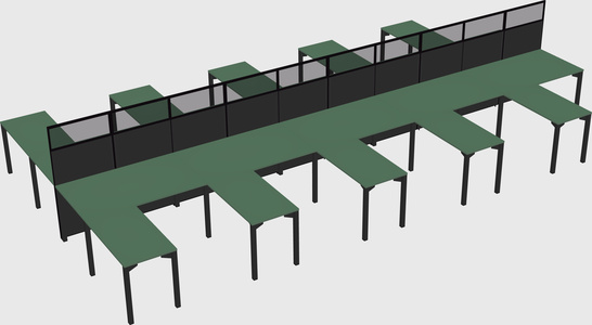 Shared l-shape cubicle