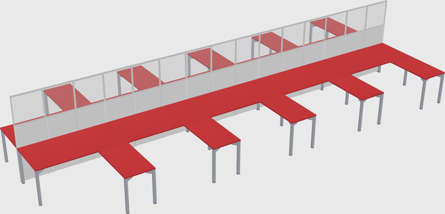 Shared l-shape cubicle