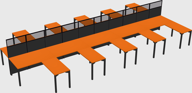 Shared l-shape cubicle