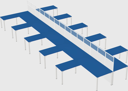 Shared l-shape cubicle