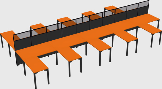Shared l-shape cubicle