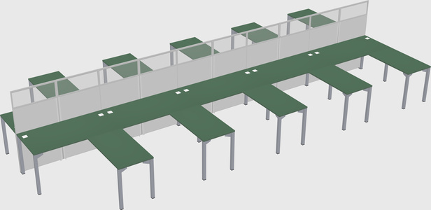 Shared l-shape cubicle