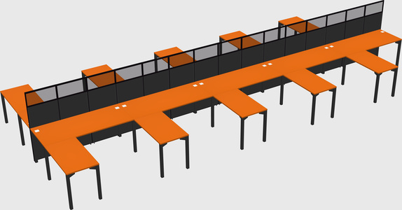 Shared l-shape cubicle