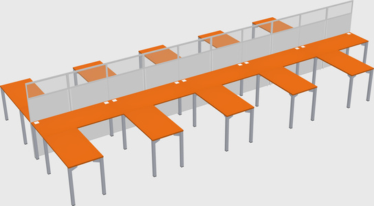 Shared l-shape cubicle