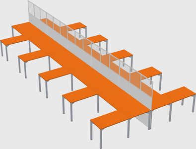 Shared l-shape cubicle
