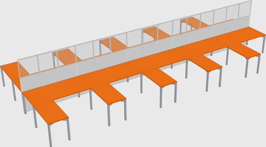 Shared l-shape cubicle