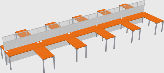 Shared l-shape cubicle