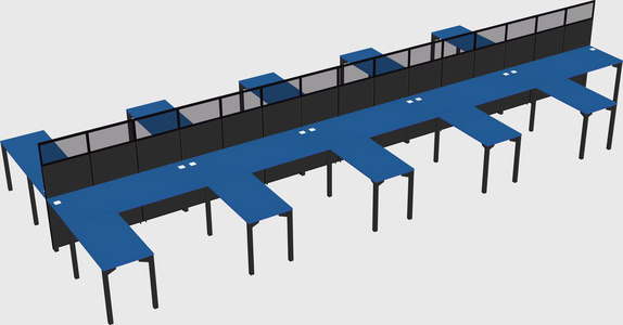 Shared l-shape cubicle