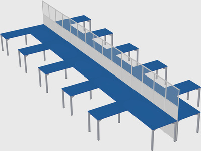Shared l-shape cubicle