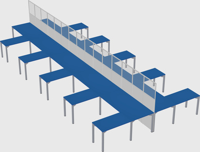 Shared l-shape cubicle