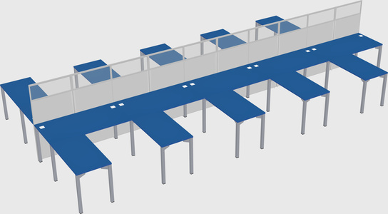 Shared l-shape cubicle