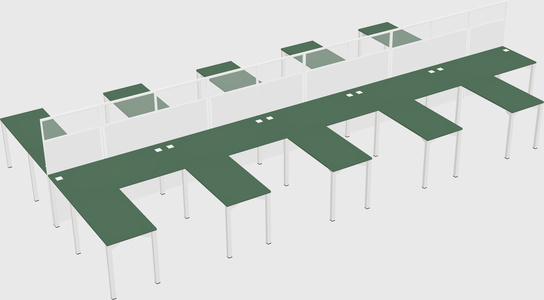 Shared l-shape cubicle