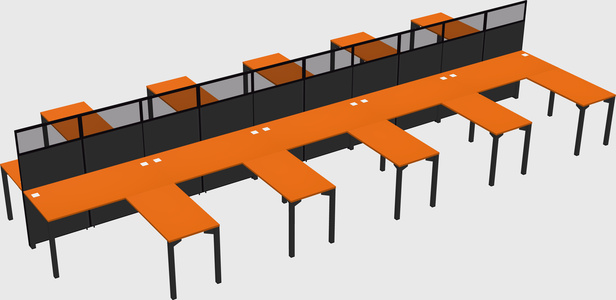 Shared l-shape cubicle