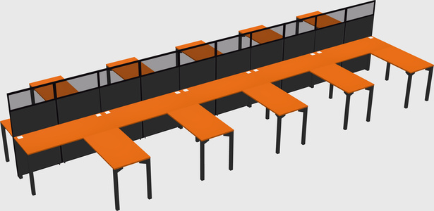 Shared l-shape cubicle