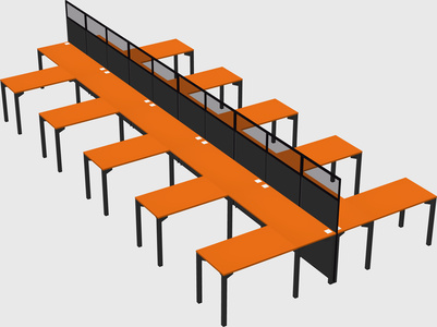 Shared l-shape cubicle