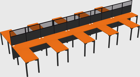 Shared l-shape cubicle