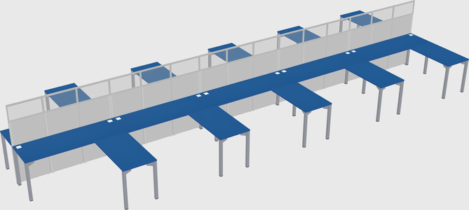 Shared l-shape cubicle