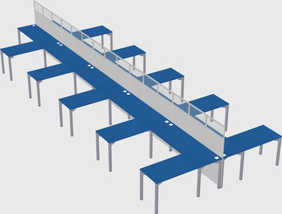 Shared l-shape cubicle
