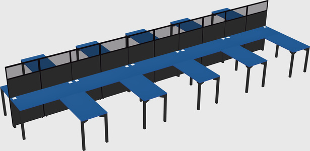 Shared l-shape cubicle