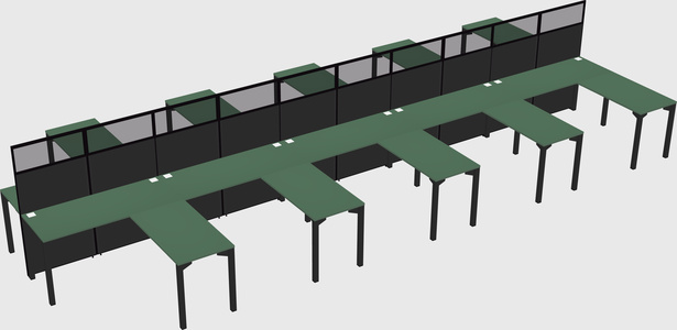 Shared l-shape cubicle