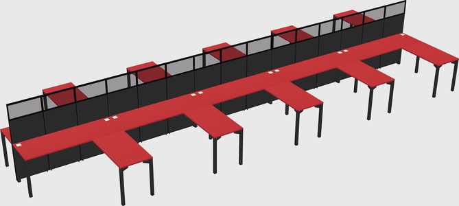 Shared l-shape cubicle