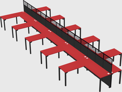 Shared l-shape cubicle