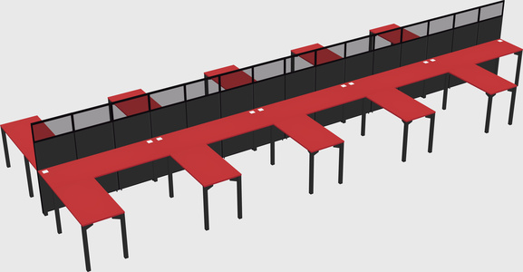 Shared l-shape cubicle