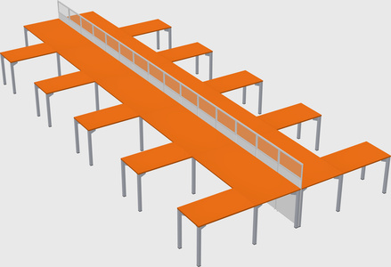 Shared l-shape cubicle