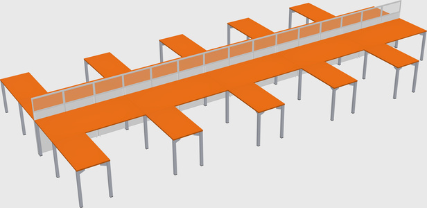 Shared l-shape cubicle