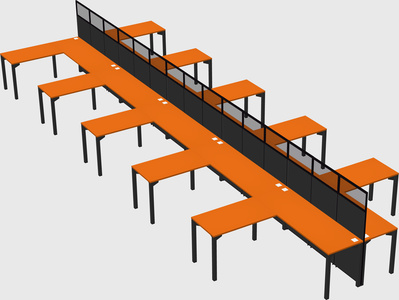 Shared l-shape cubicle
