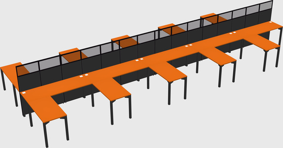 Shared l-shape cubicle