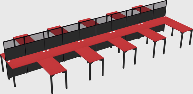 Shared l-shape cubicle