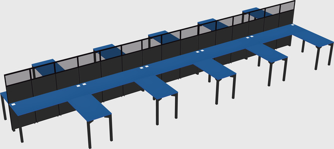 Shared l-shape cubicle