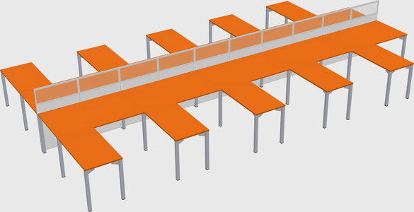 Shared l-shape cubicle