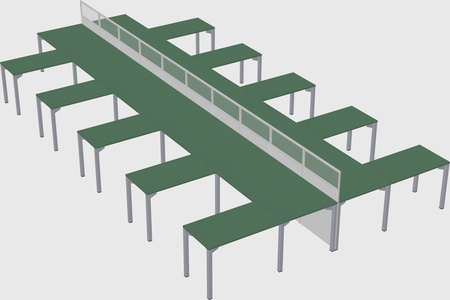 Shared l-shape cubicle