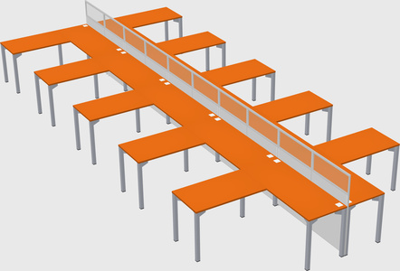 Shared l-shape cubicle