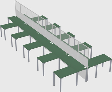 Shared l-shape cubicle