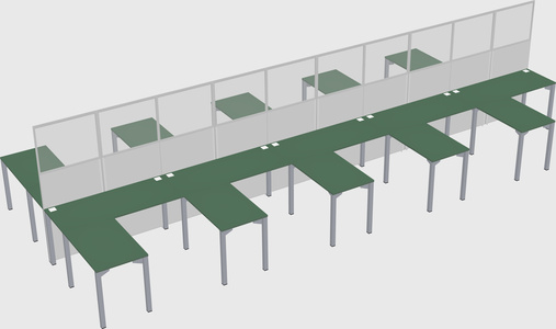 Shared l-shape cubicle