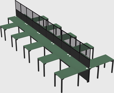 Shared l-shape cubicle