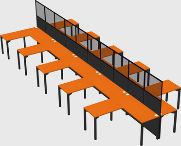 Shared l-shape cubicle