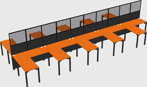 Shared l-shape cubicle