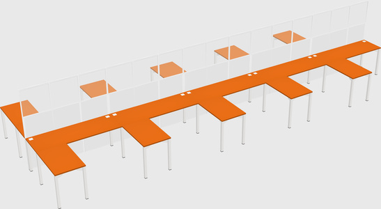 Shared l-shape cubicle