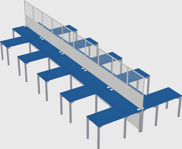 Shared l-shape cubicle