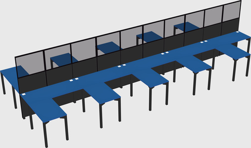 Shared l-shape cubicle