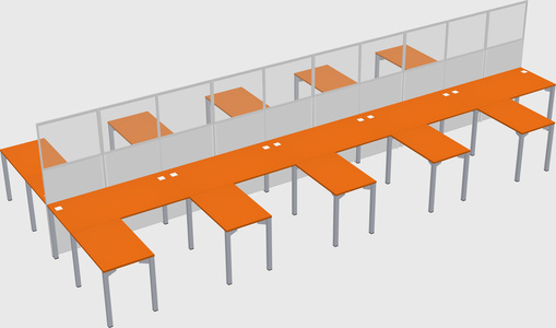 Shared l-shape cubicle