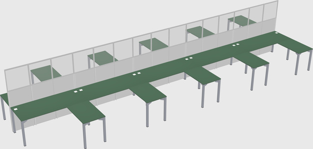Shared l-shape cubicle